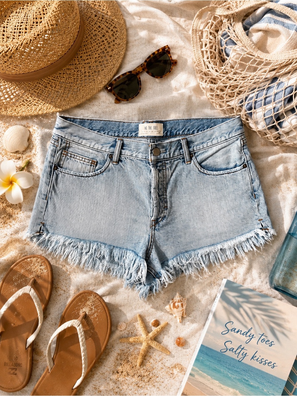 We The Free Light Blue Frayed Hem Denim Shorts Size 31